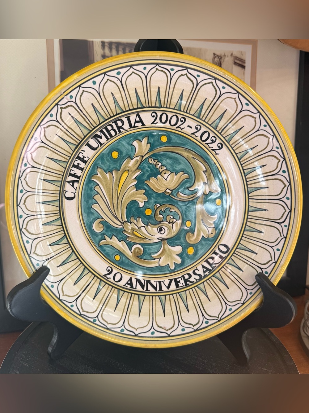 FIMA Deruta Italy Caffè Umbria 20th Anniversary Hand Painted Plate